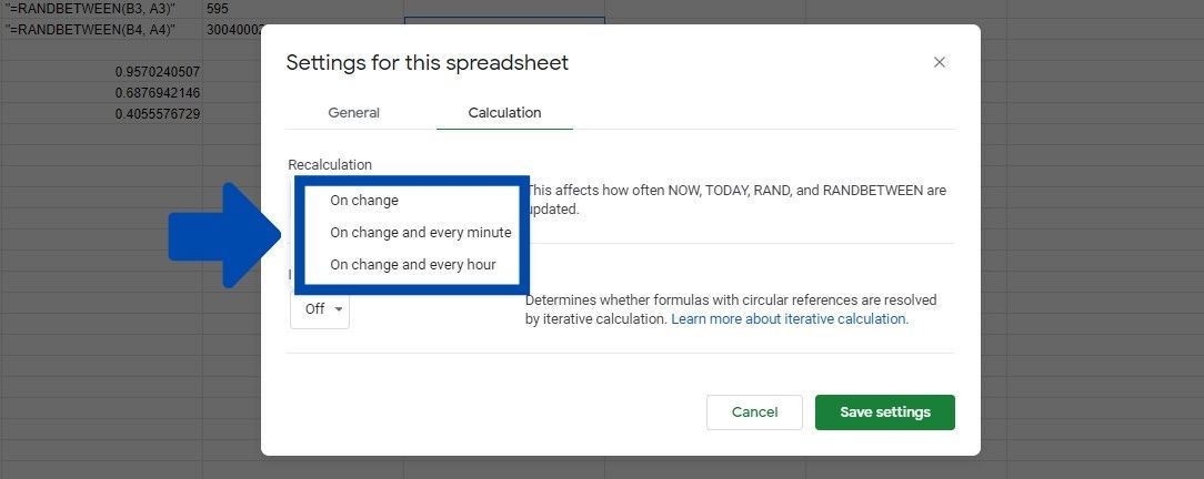 Параметры пересчёта для управления обновлением volatile-функций