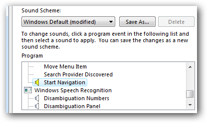 Окно настроек звука Windows с настройками схемы звуков