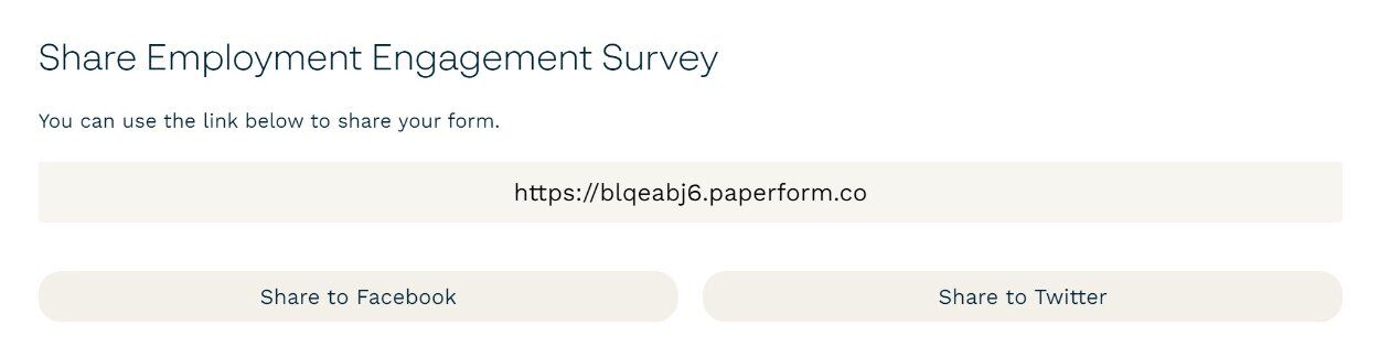 Вкладка Share для отправки опроса в Paperform.