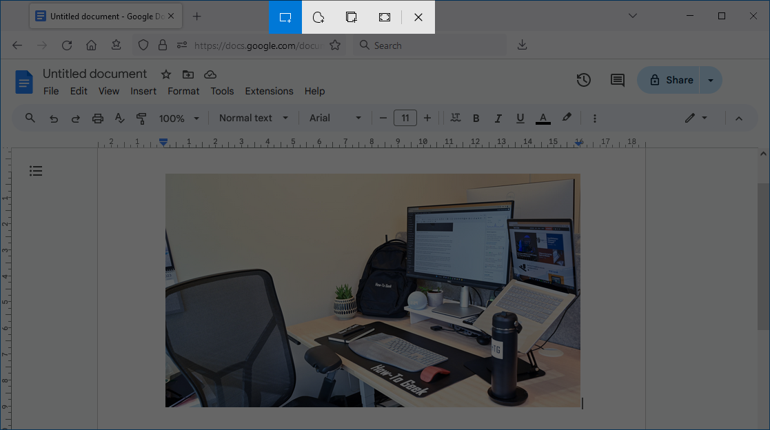 Использование инструмента Snipping Tool в Windows.