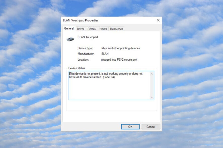 Исправить ошибку This device is not present (Code 24)