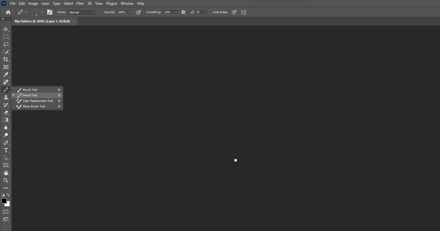 Выбор инструмента Карандаш в Photoshop
