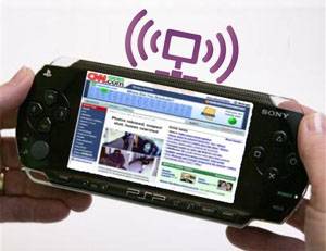 PSP с веб‑браузером на экране
