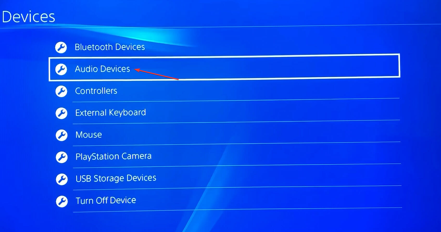 PS4 — раздел Аудиоустройства