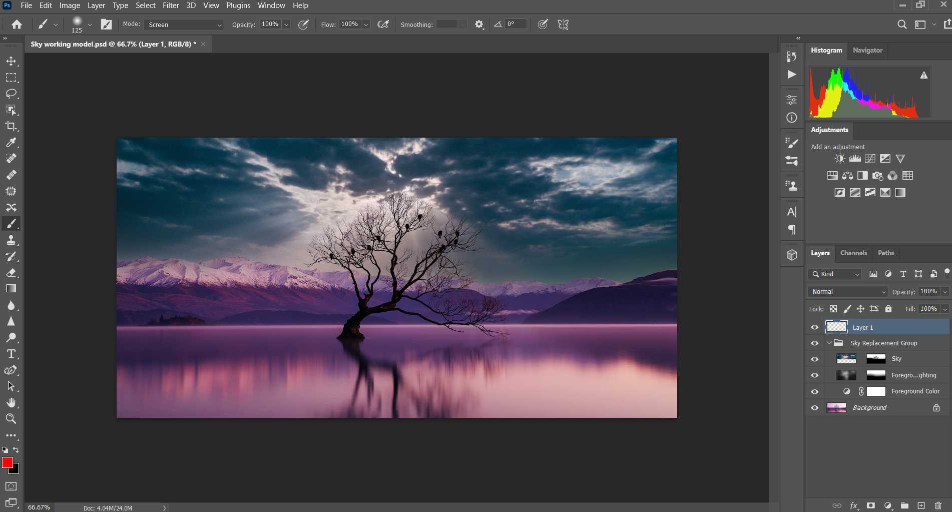 Добавление пустого слоя
