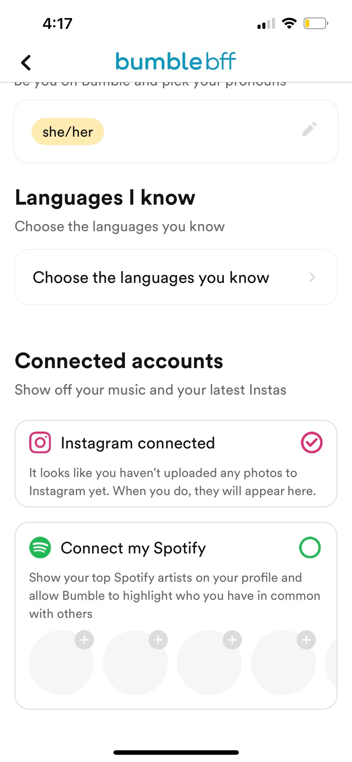 Связанные аккаунты Bumble