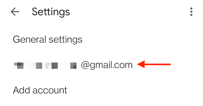 Выбор учетной записи в приложении Gmail для изменения настроек вкладок