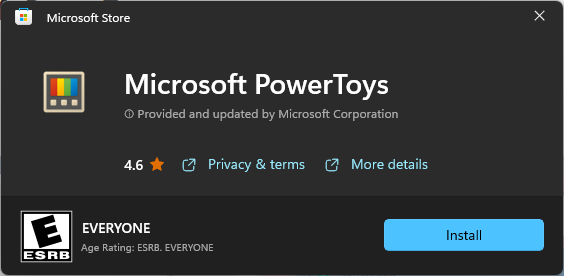 Кнопка установки PowerToys в Microsoft Store