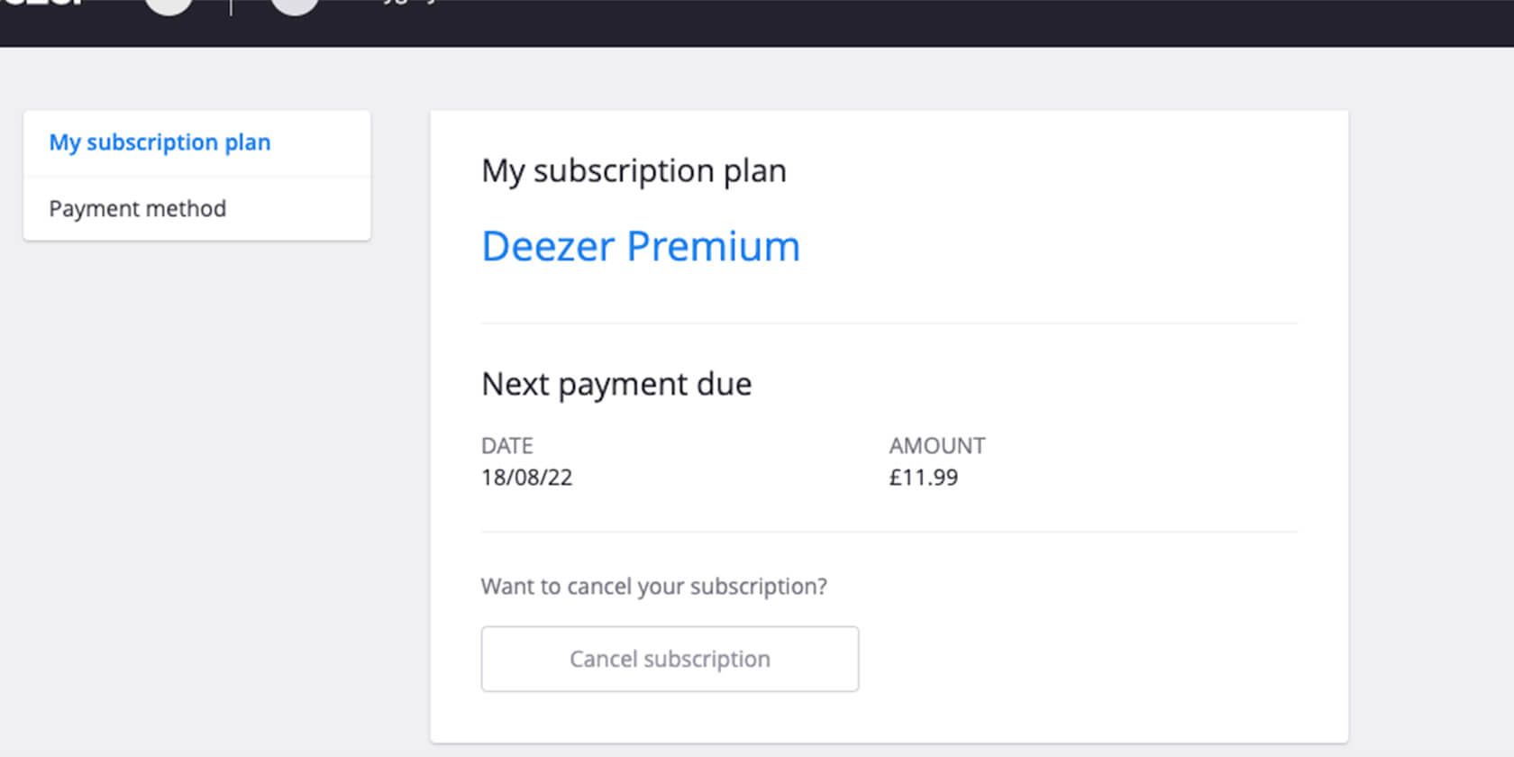 Deezer subscription plan