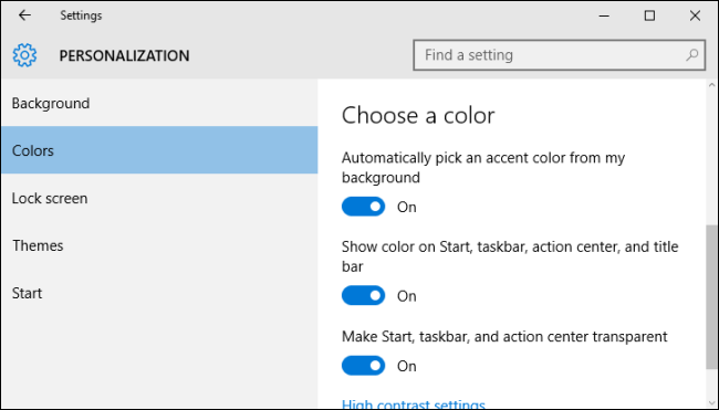 Параметры цвета в Windows 10 для применения изменений