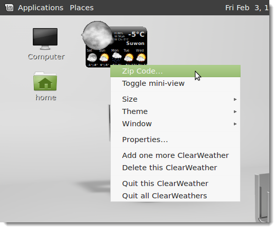 Изменение почтового индекса в ClearWeather
