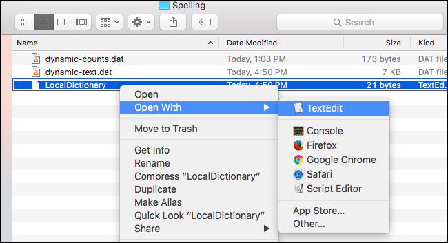 Файл LocalDictionary в Finder