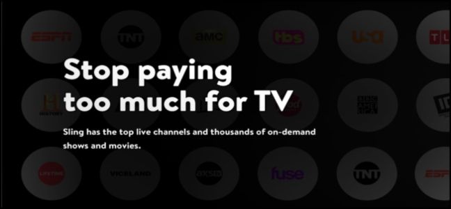 Экран Sling TV с логотипом сервиса