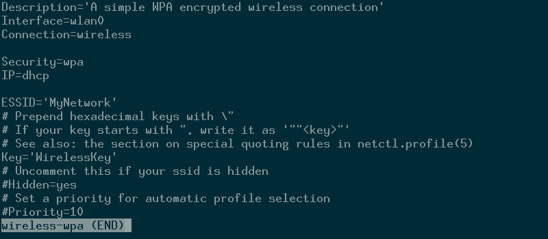 Netctl wireless profile