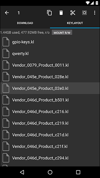Root Explorer: вставка файла в системную папку keylayout