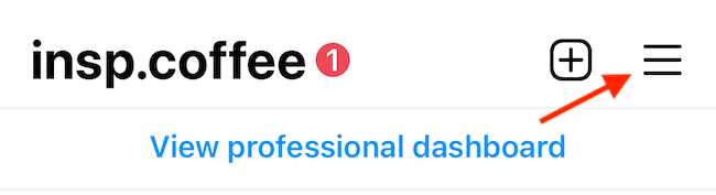 Нажмите кнопку меню в профиле Instagram