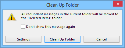 Снимок экрана: результат очистки — уведомление о перемещённых сообщениях