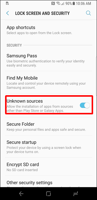 Настройки безопасности Android: включение установки из неизвестных источников