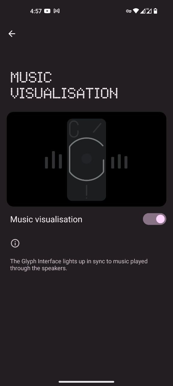 Включение функции Music visualization в Nothing Phone