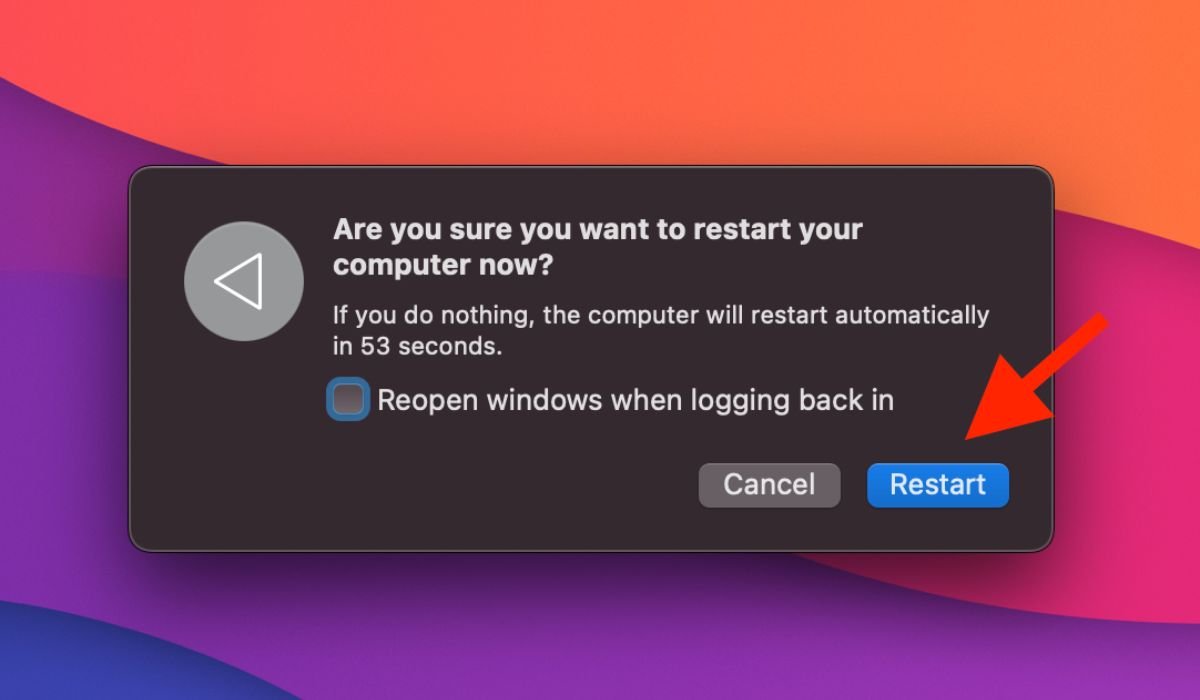 Подтвердите перезагрузку