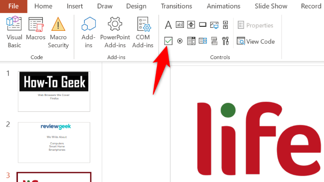 Нажмите «Check Box» вверху.