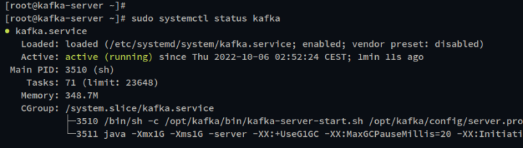 Статус Kafka — активен