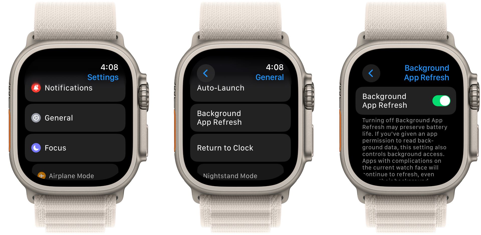 apple watch background app refresh