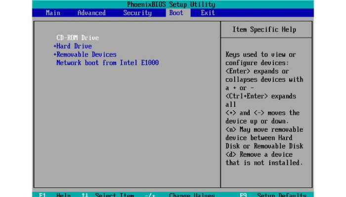 Описание: меню выбора устройства загрузки в BIOS или UEFI