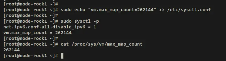 vm.max_map_count 설정 스크린샷