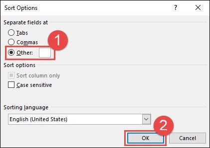 Установка пробела как разделителя слова в 'Другой' поле