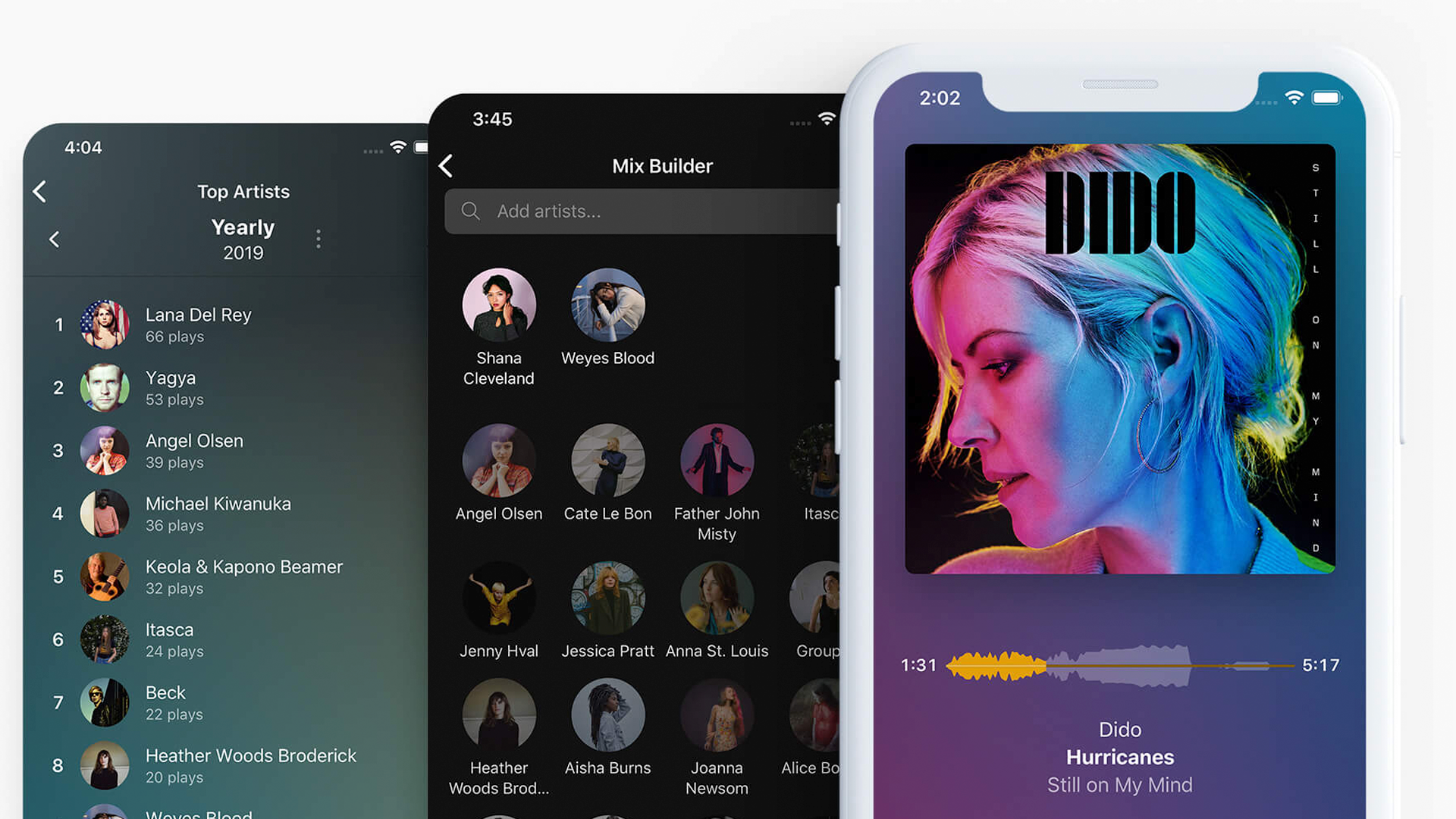 Screenshots of the Plexamp app on Android.