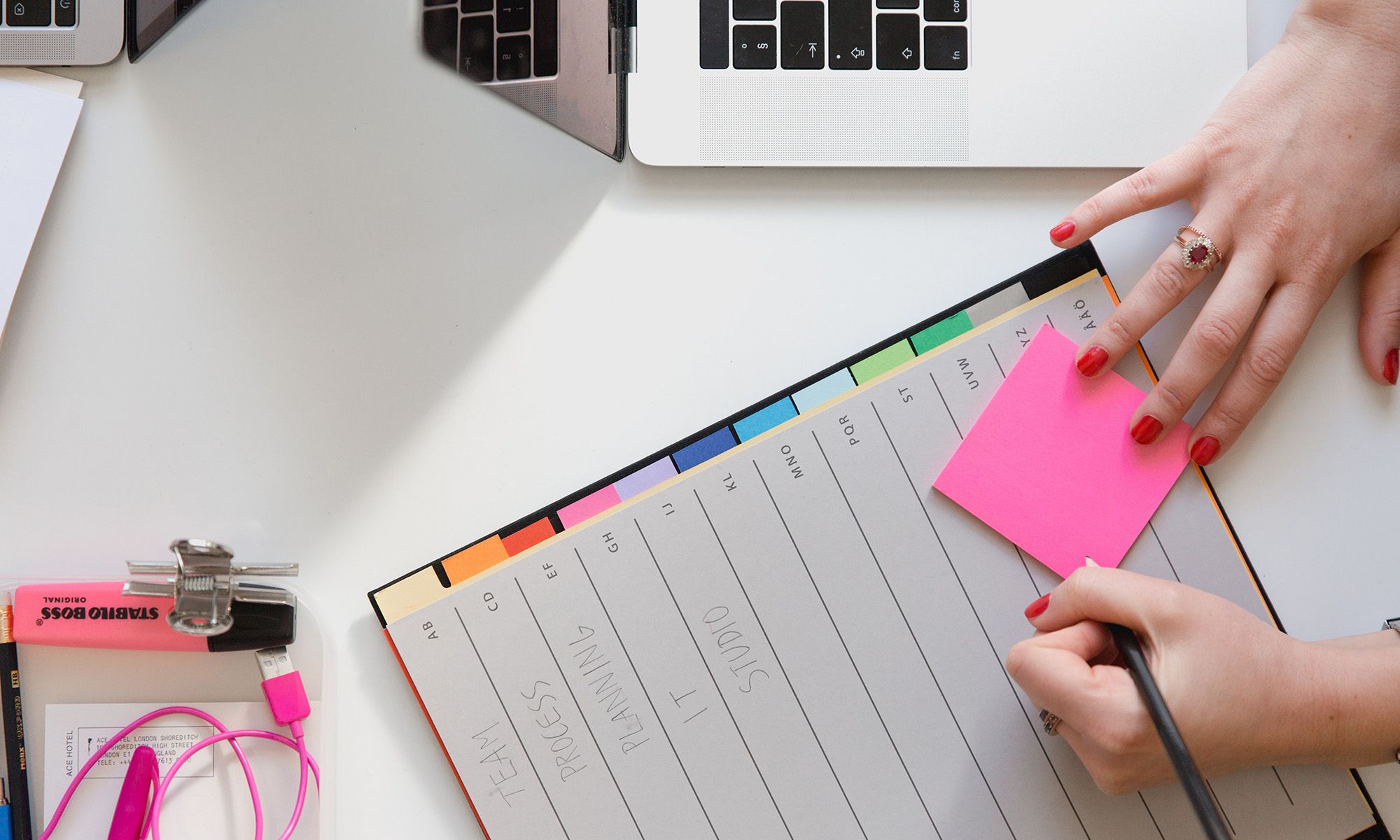 Close-up of a paper planner