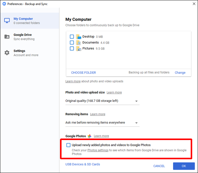 Интерфейс облачного хранилища с опциями синхронизации