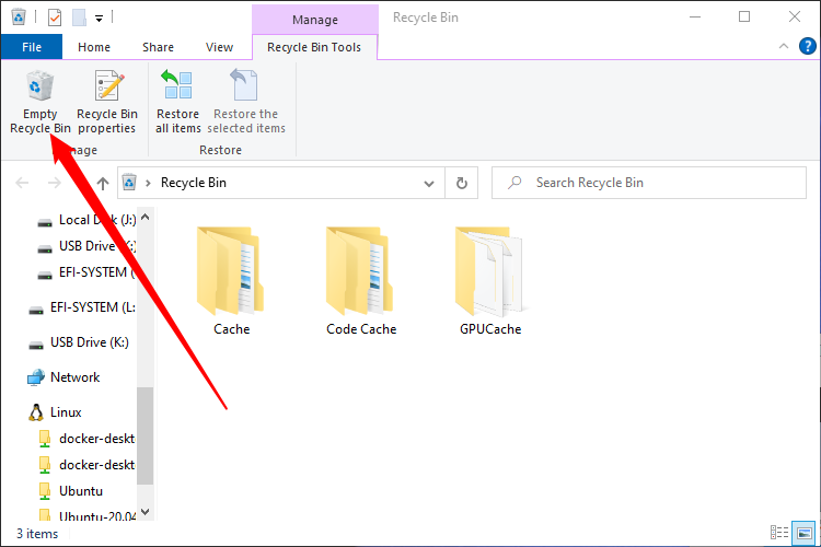 Очистите Корзину после удаления кэша. 