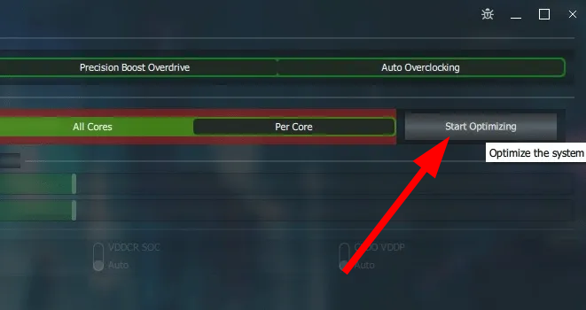 Снимок: начало оптимизации в Ryzen Master