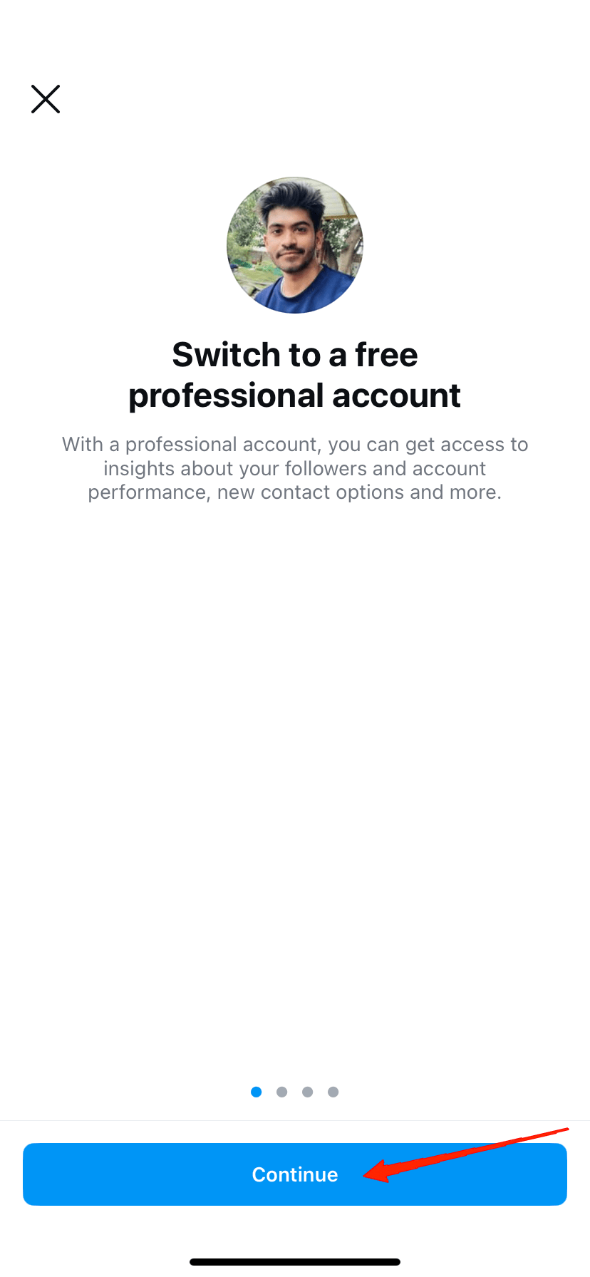 Подтверждение переключения на профессиональный аккаунт в Instagram