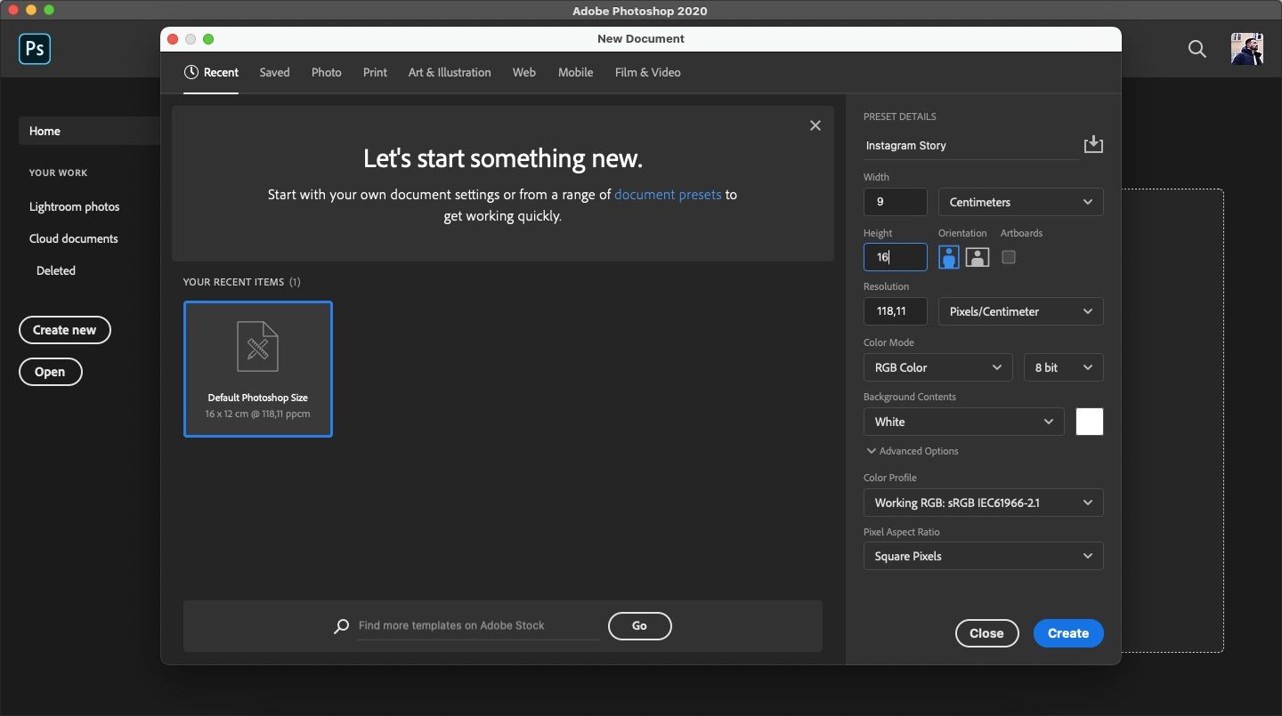 Как задать размер вертикального проекта в Photoshop и разместить фреймы