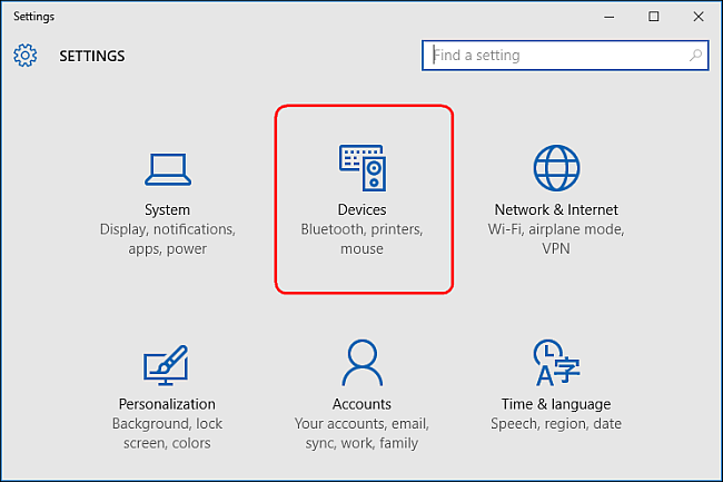 Открыть настройки устройств в Windows