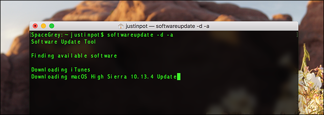 Загрузка обновлений через softwareupdate -d -a без установки