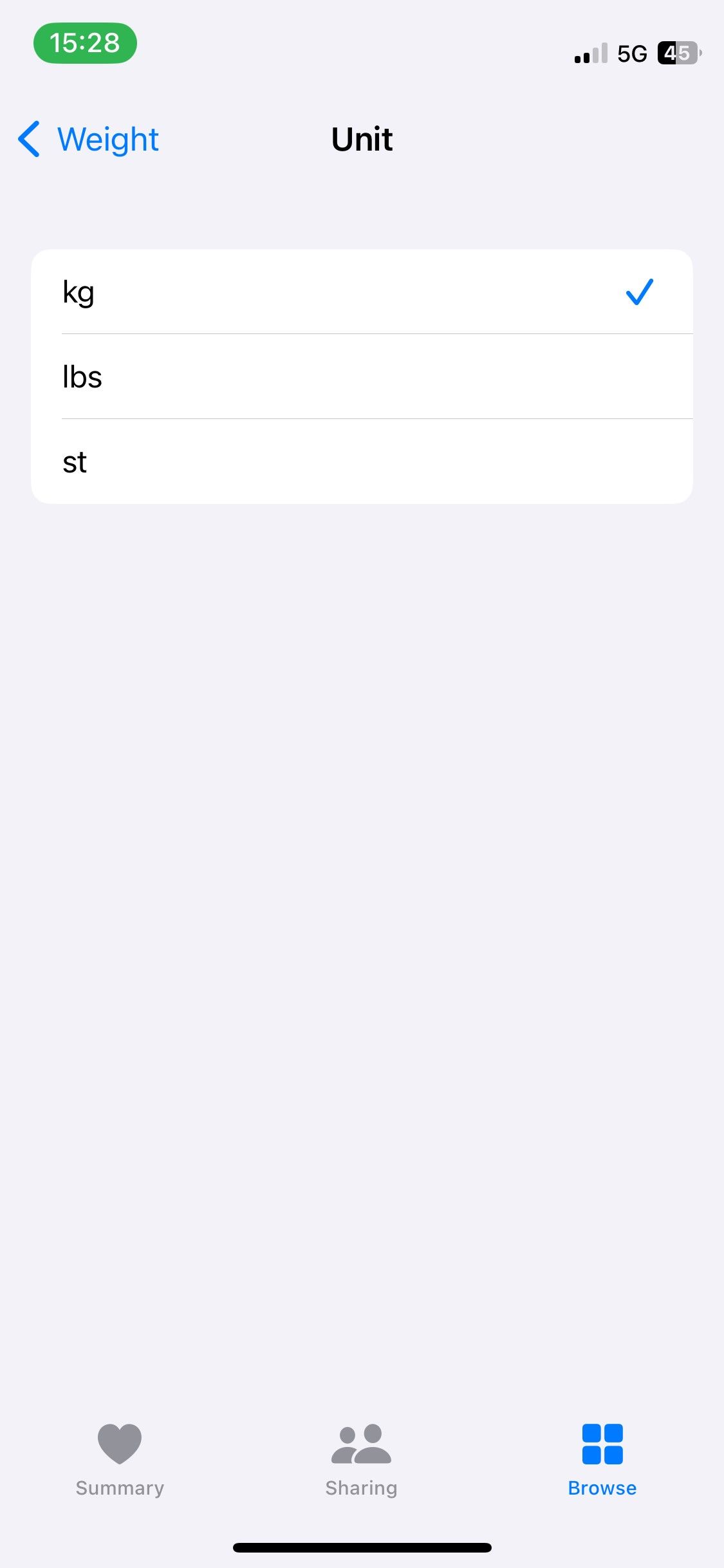 Изменение единиц измерения в приложении Health