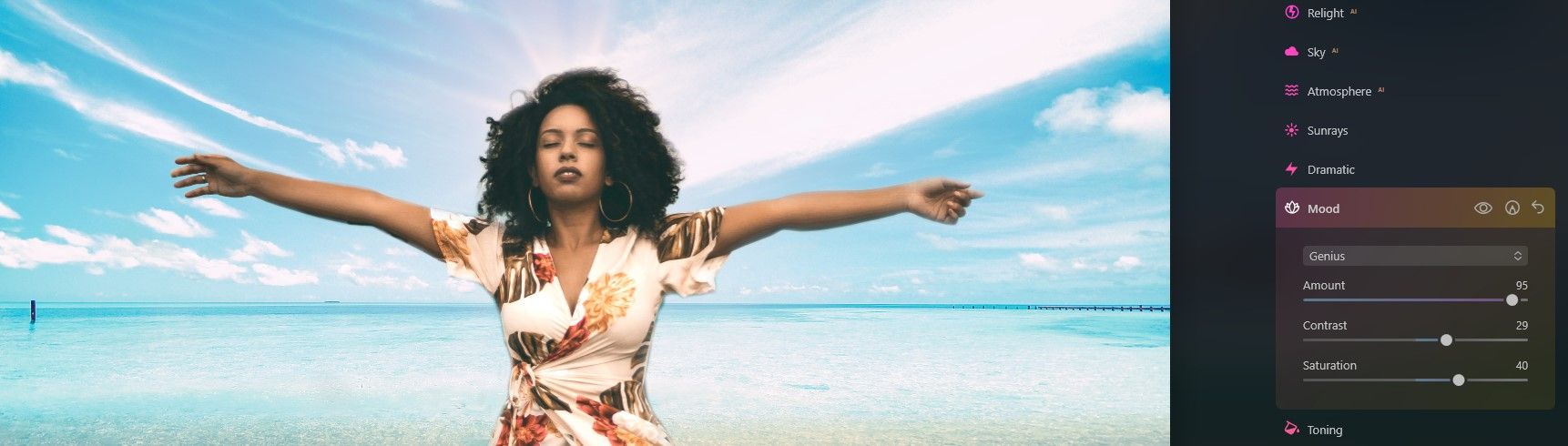 Меню Mood с пресетами для придания настроения