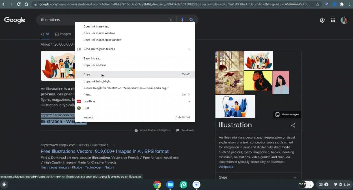 Опции при правом клике по ссылке