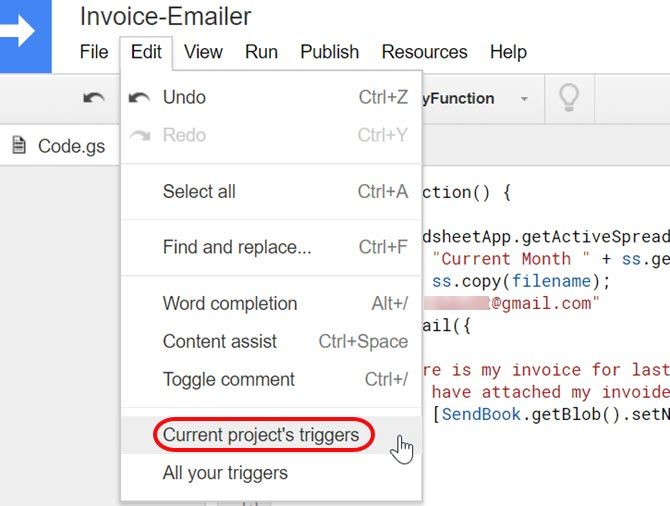 current project triggers