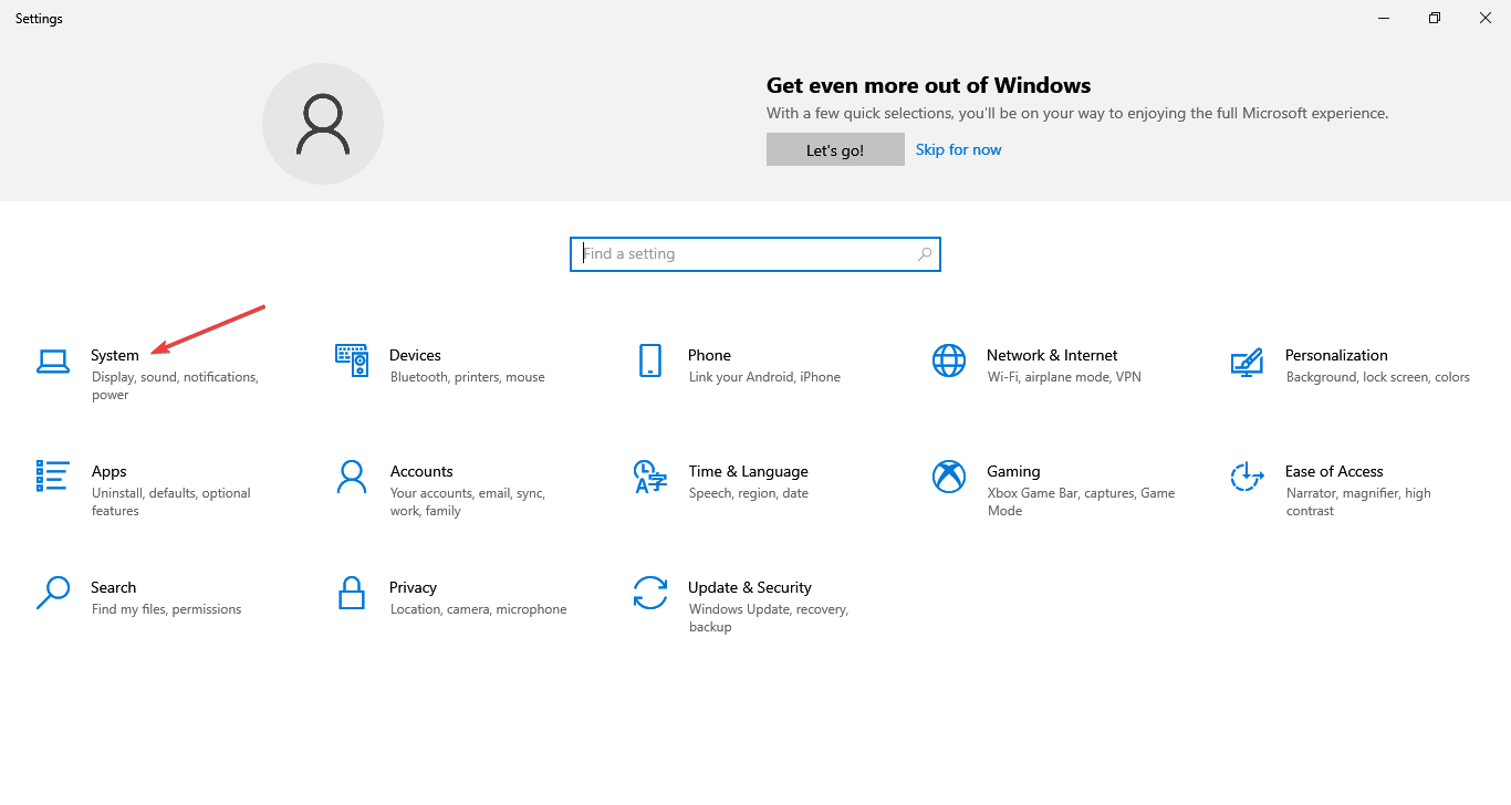раздел система в параметрах