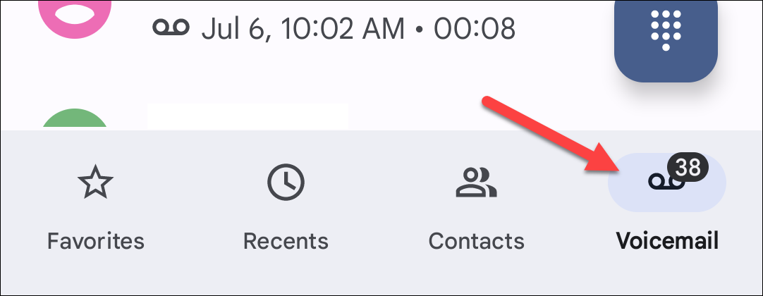 Перейдите на вкладку «Голосовая почта».