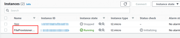 Консоль AWS EC2: создаётся экземпляр