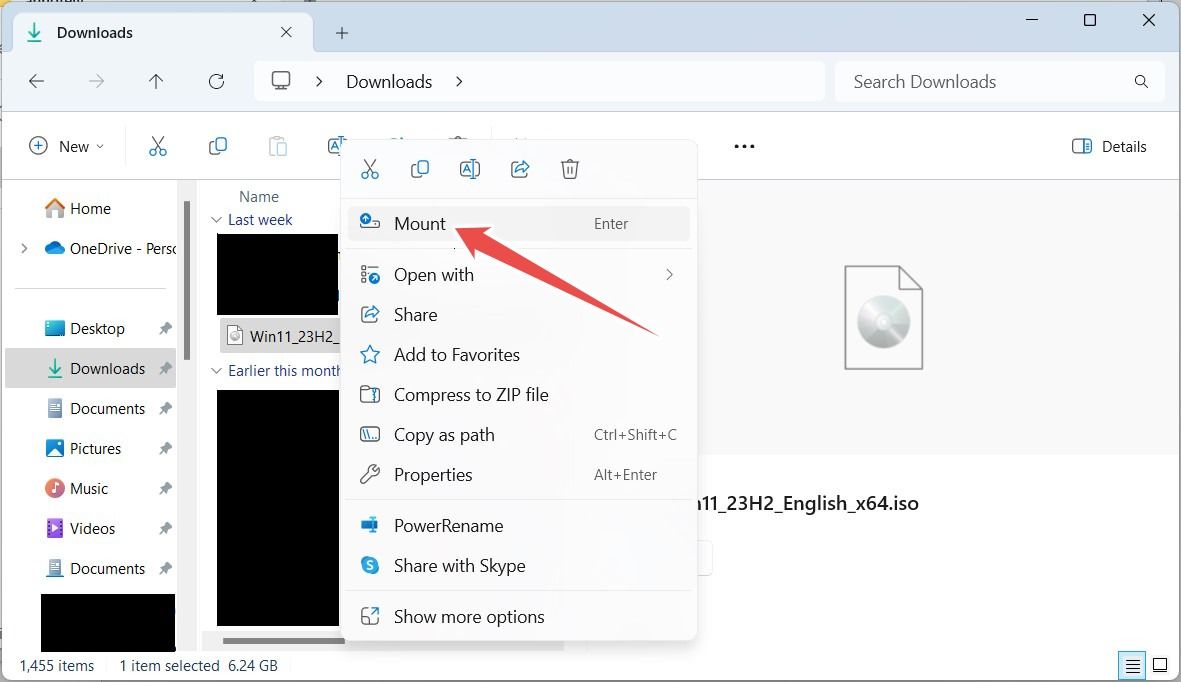 Монтирование ISO Windows 11