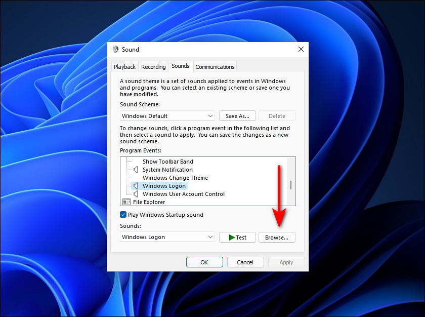 Выбор файла через диалог выбора звука