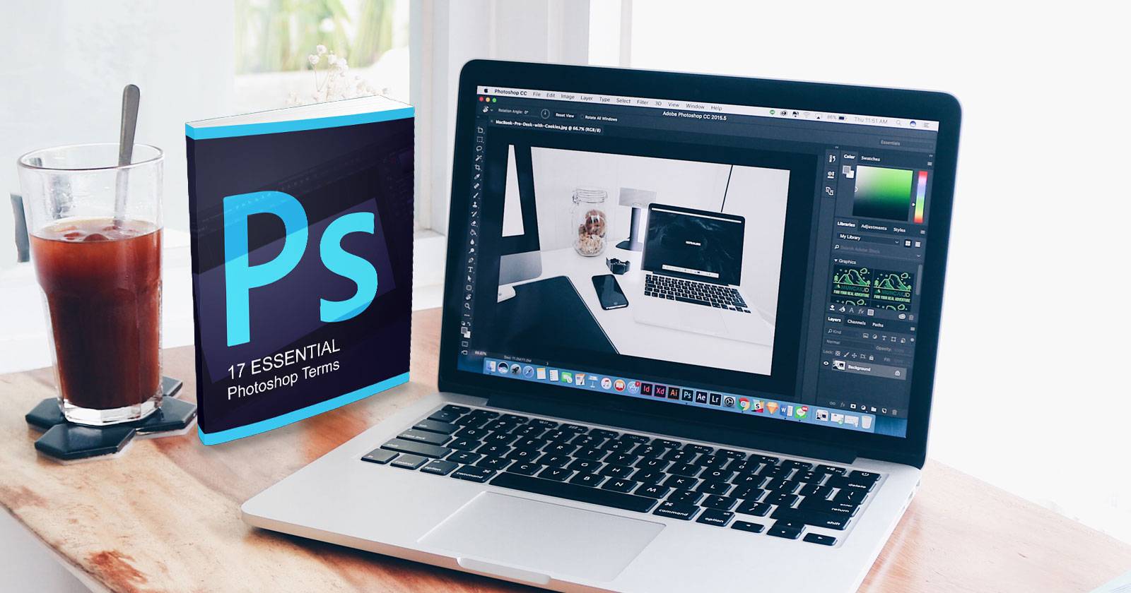 Иллюстрация: пример текста, обтекающего круговую форму в Photoshop