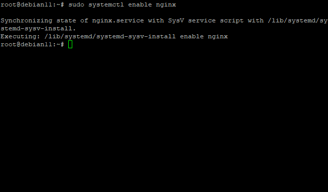 Вывод включения nginx в автозагрузку systemctl enable nginx